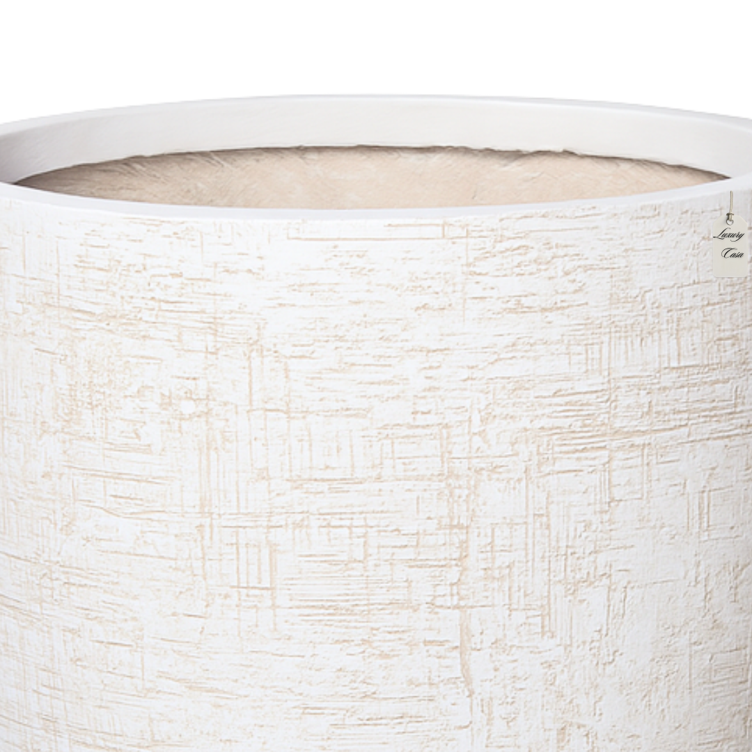 Engraved Textured Tall Planter – Modern Decorative Pot - Medium Luxury Casa
