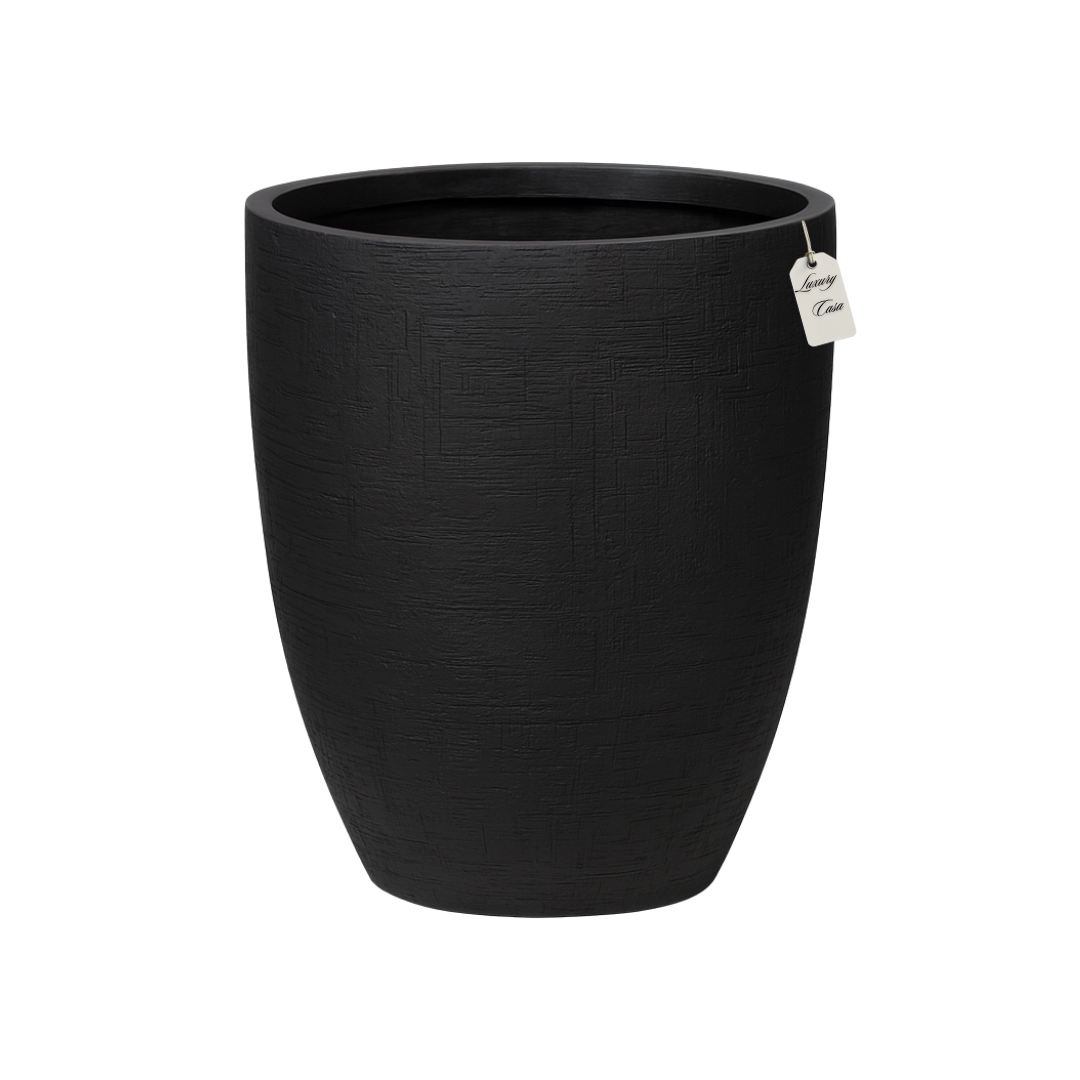 Engraved Textured Tall Planter – Modern Decorative Pot - Medium Luxury Casa
