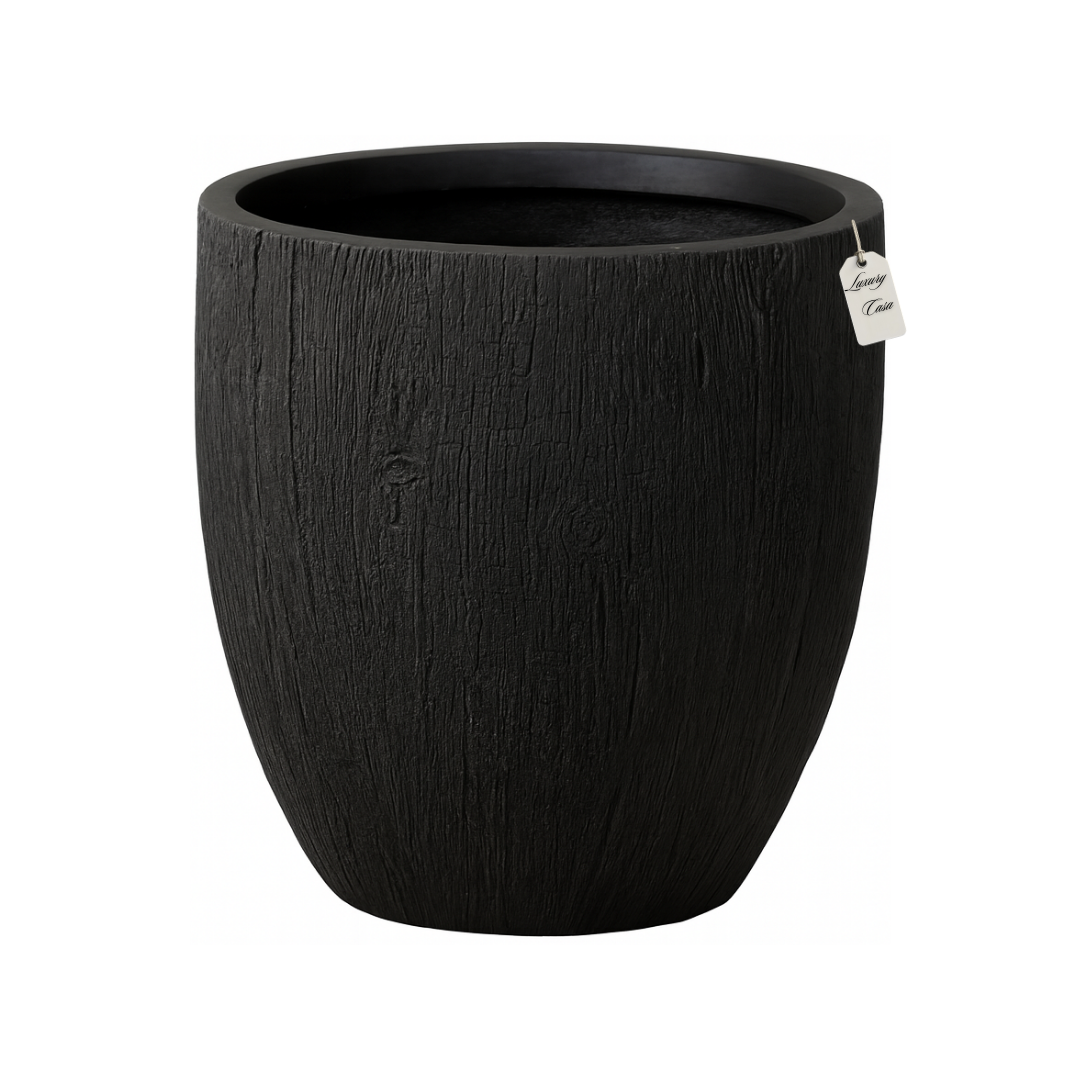 Wood Grain Textured Planter β Modern Decorative Pot - Medium Luxury Casa
