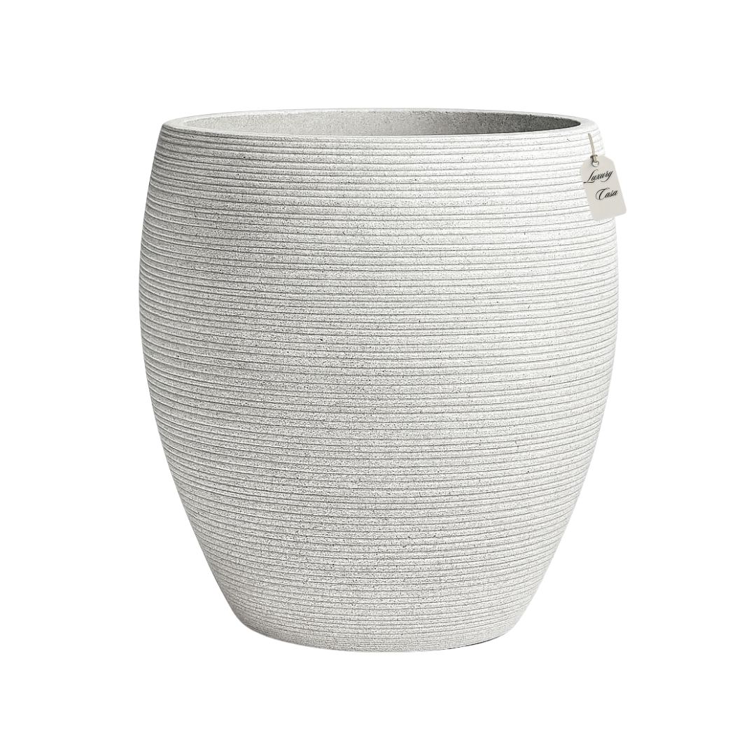Horizontal Ribbed Round Planter – Modern Decorative Pot - Medium Luxury Casa