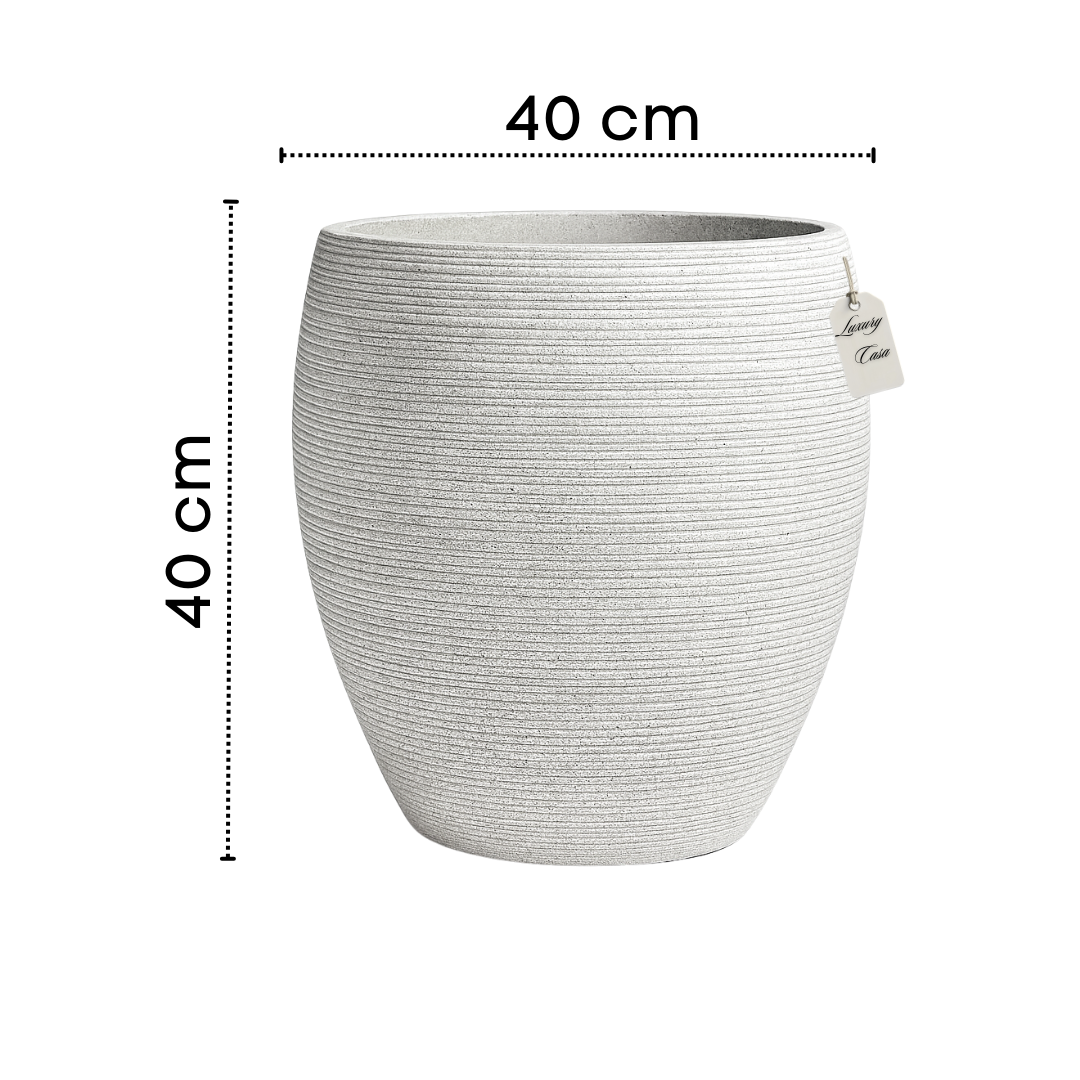 Horizontal Ribbed Round Planter – Modern Decorative Pot - Medium Luxury Casa