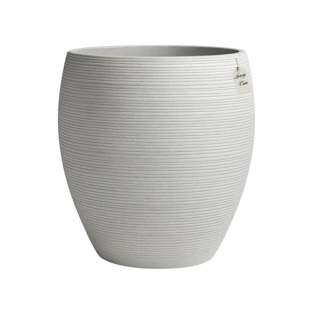 Horizontal Ribbed Round Planter – Modern Decorative Pot - Medium Luxury Casa