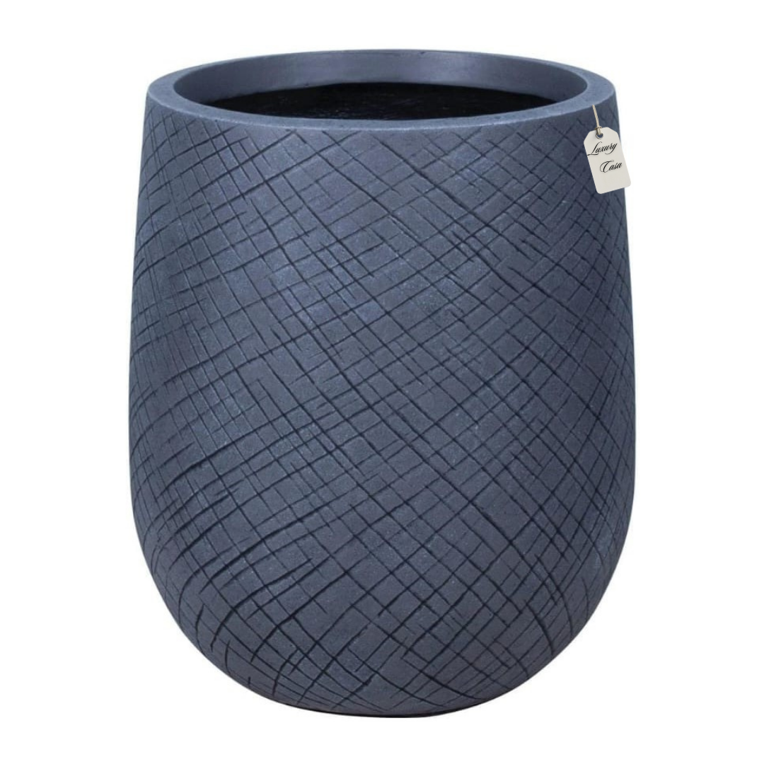 Crosshatch Textured Planter – Modern Decorative Pot - Large Luxury Casa
