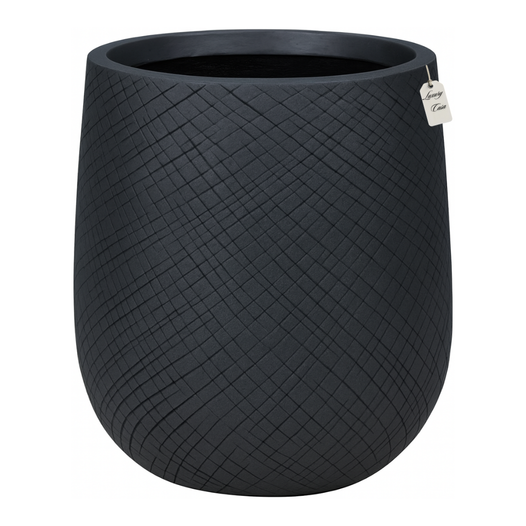 Crosshatch Textured Planter – Modern Decorative Pot - Large Luxury Casa