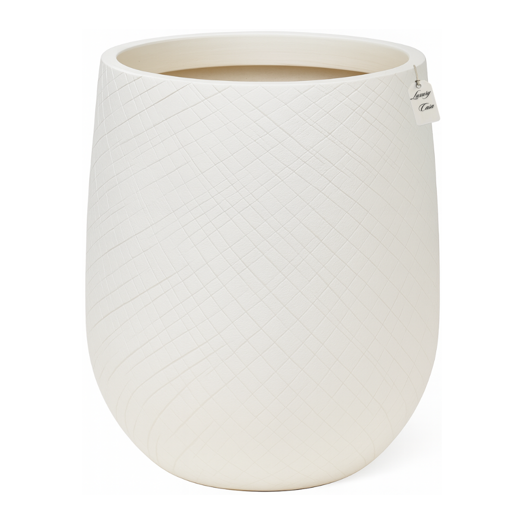 Crosshatch Textured Planter – Modern Decorative Pot - Large Luxury Casa