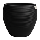 Dark Ribbed Round Planter – Modern Decorative Pot - Large Luxury Casa
