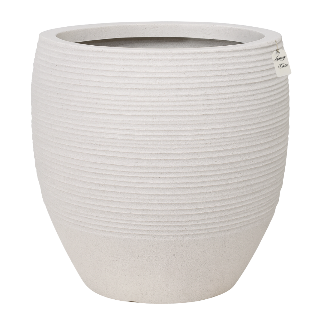 Dark Ribbed Round Planter – Modern Decorative Pot - Large Luxury Casa
