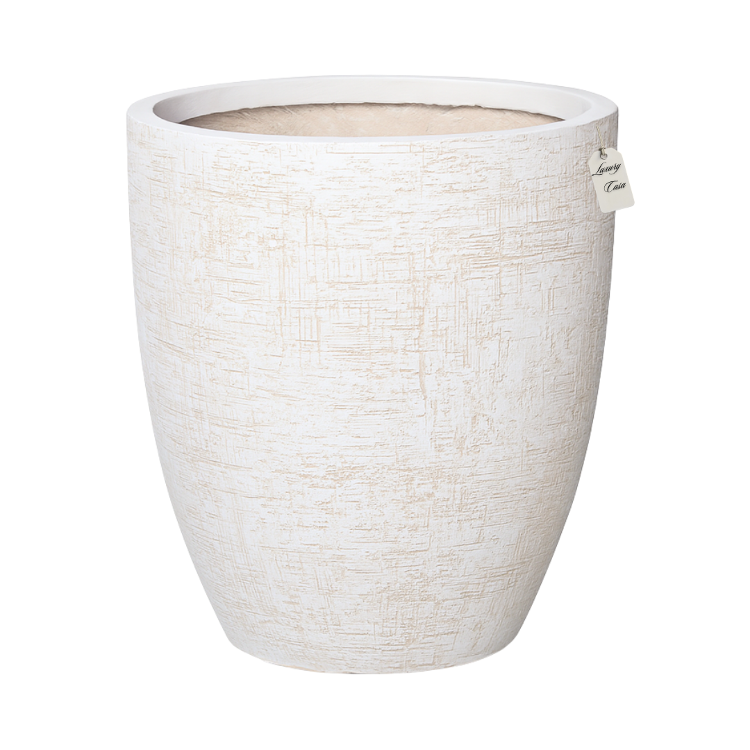 Engraved Textured Tall Planter – Modern Decorative Pot - Large Luxury Casa