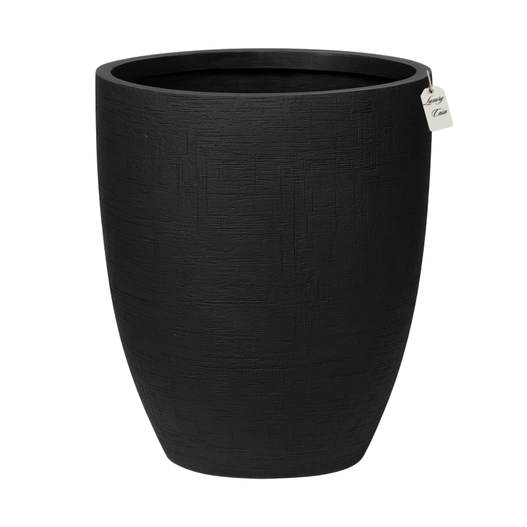 Engraved Textured Tall Planter – Modern Decorative Pot - Large Luxury Casa