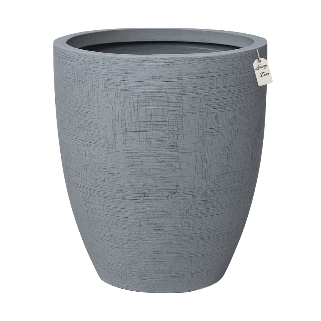 Engraved Textured Tall Planter – Modern Decorative Pot - Large Luxury Casa