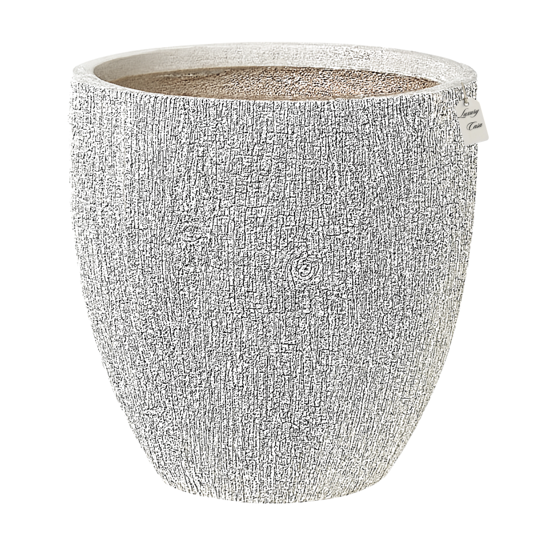Wood Grain Textured Planter – Modern Decorative Pot - Large Luxury Casa