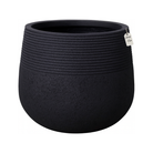 Stone Finish Ribbed Band Planter – Modern Decorative Pot - Large Luxury Casa