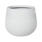 Stone Finish Ribbed Band Planter – Modern Decorative Pot - Large Luxury Casa
