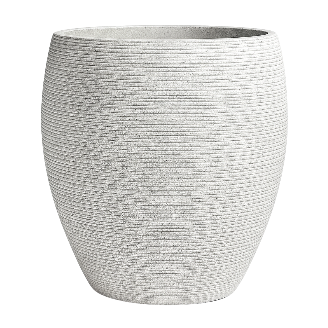 Horizontal Ribbed Round Planter – Modern Decorative Pot - Large Luxury Casa