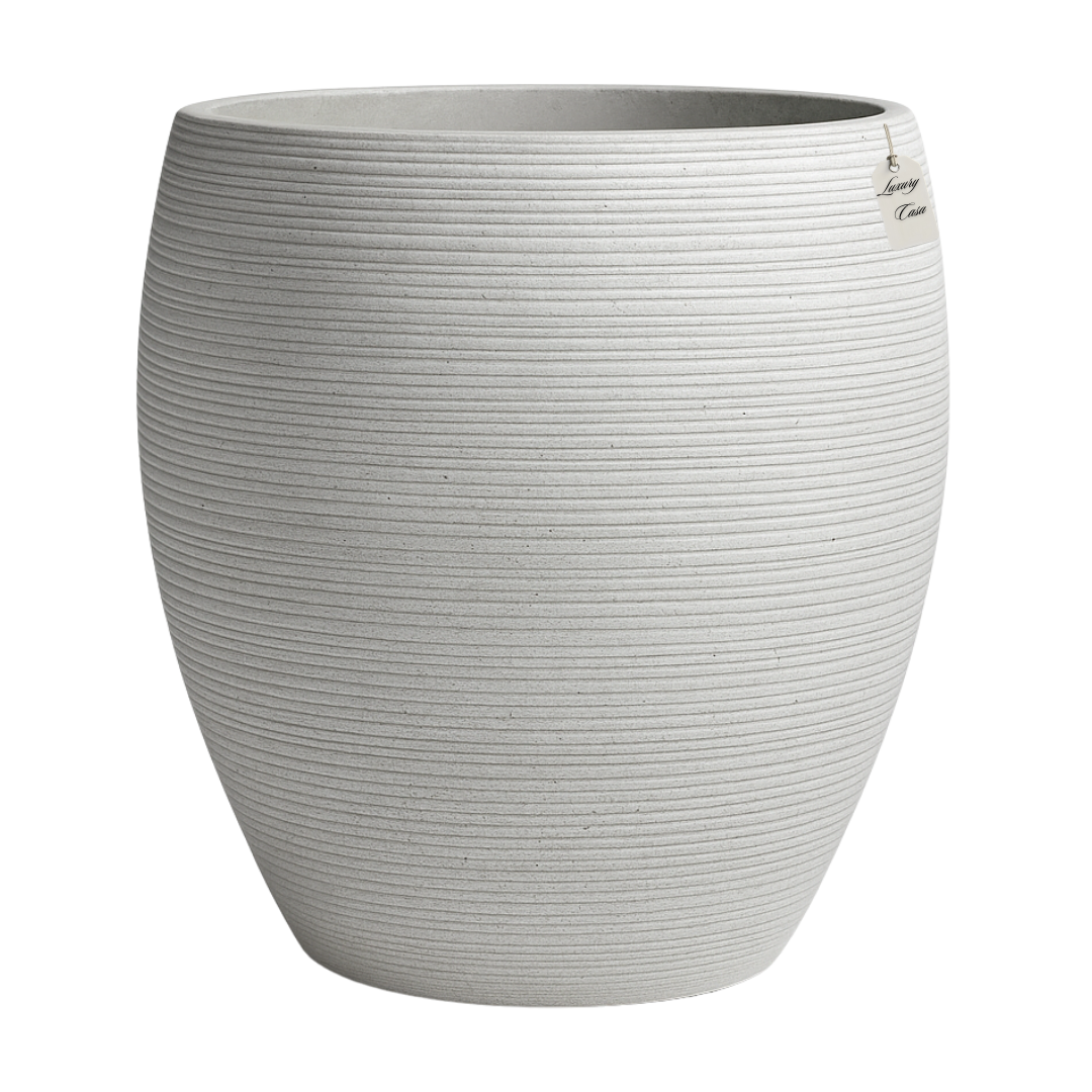Horizontal Ribbed Round Planter – Modern Decorative Pot - Large Luxury Casa
