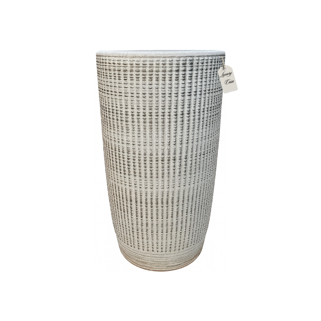 Tall Vertical Pattern Textured Planter – Modern Decorative Pot - Medium Luxury Casa
