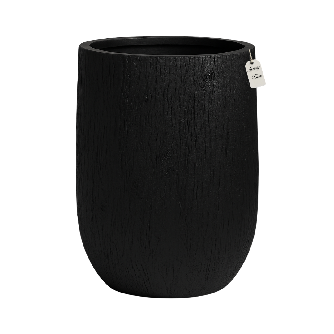 Tall Rustic Wood Grain Planter – Modern Decorative Pot - Medium Luxury Casa