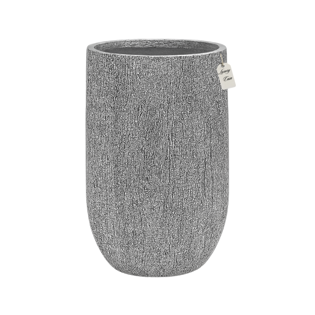 Tall Rustic Wood Grain Planter – Modern Decorative Pot - Medium Luxury Casa