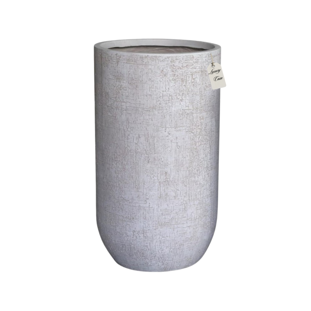 Tall Engraved Textured Planter – Modern Decorative Pot - Medium Luxury Casa