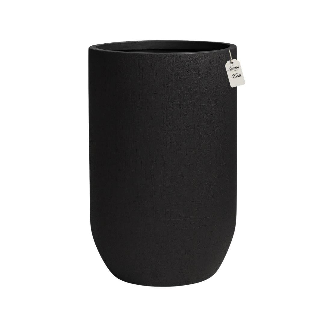 Tall Engraved Textured Planter – Modern Decorative Pot - Medium Luxury Casa