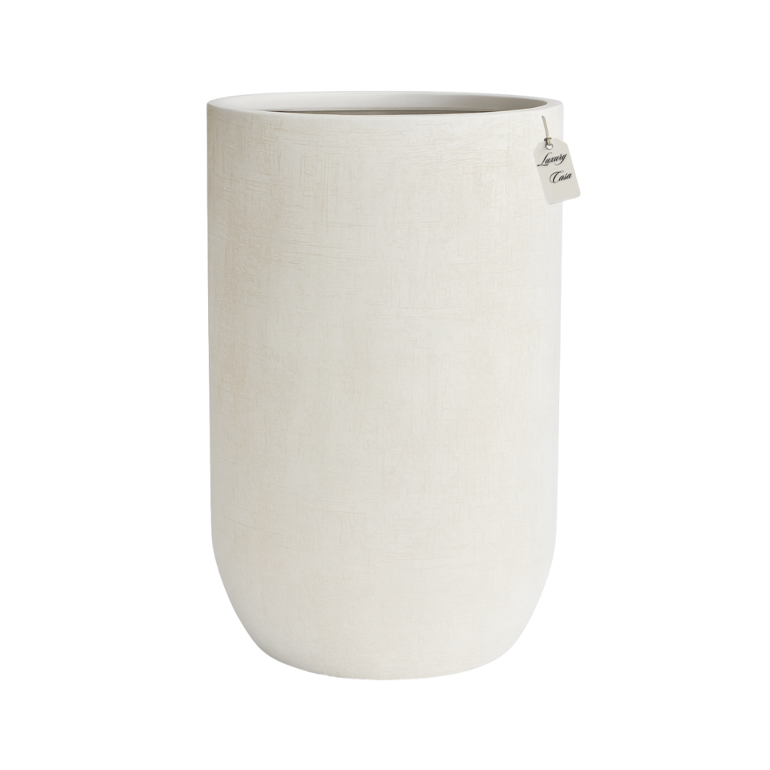 Tall Engraved Textured Planter – Modern Decorative Pot - Medium Luxury Casa