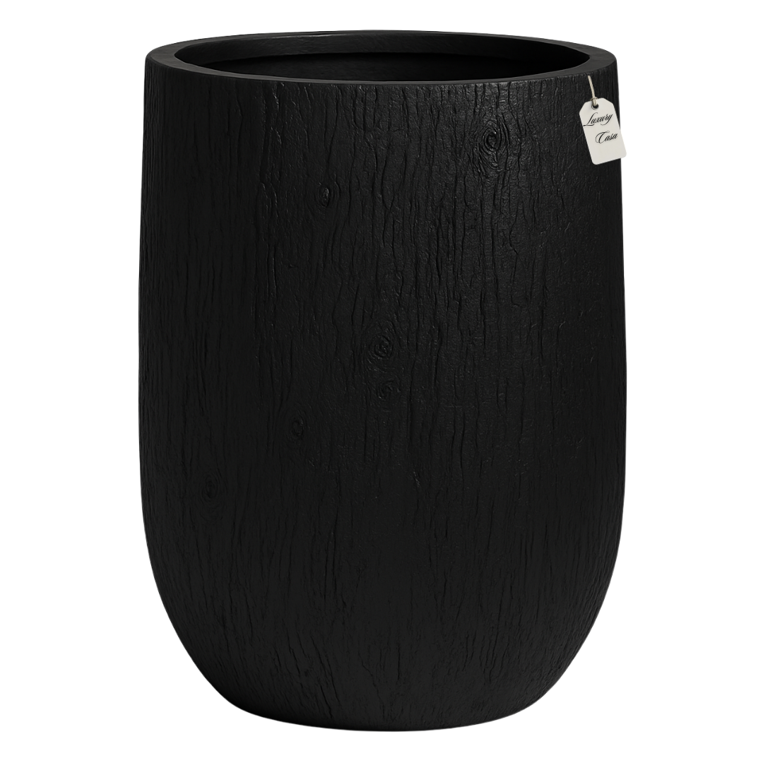 Tall Rustic Wood Grain Planter – Modern Decorative Pot - Large Luxury Casa