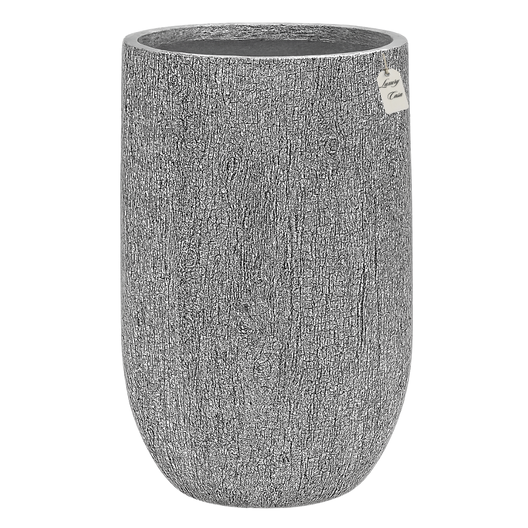Tall Rustic Wood Grain Planter – Modern Decorative Pot - Large Luxury Casa