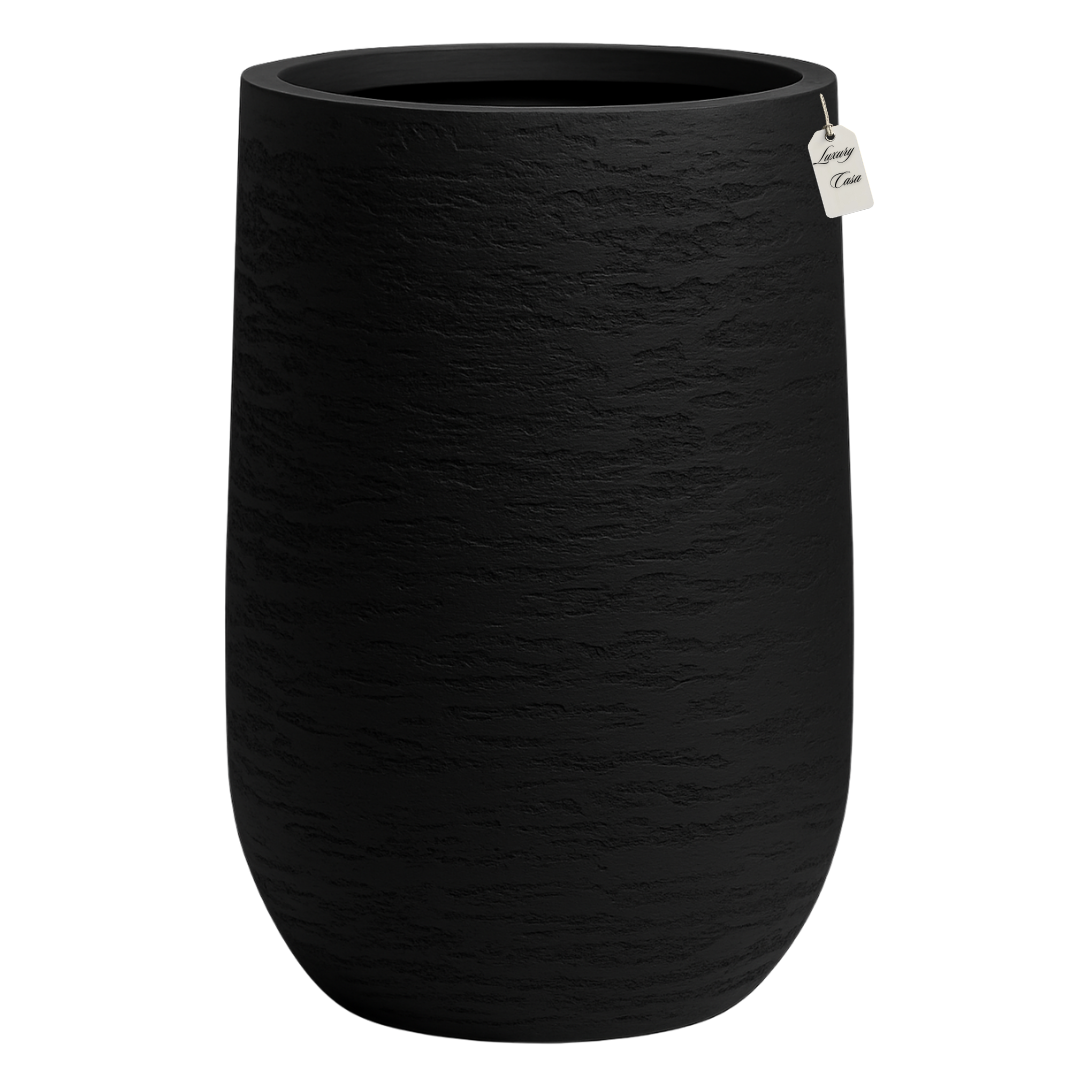 Textured White Tall Planter – Modern Decorative Pot - Large Luxury Casa