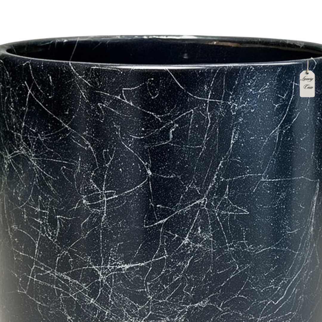 Black Marble Effect Planter – Modern Decorative Pot Luxury Casa