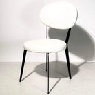 Minimalist Off-White Faux Leather Dining Chair – Sleek Black Metal Frame Luxury Casa