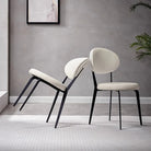 Minimalist Off-White Faux Leather Dining Chair – Sleek Black Metal Frame Luxury Casa