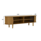 Natural Wooden TV Unit with Open Shelves Luxury Casa
