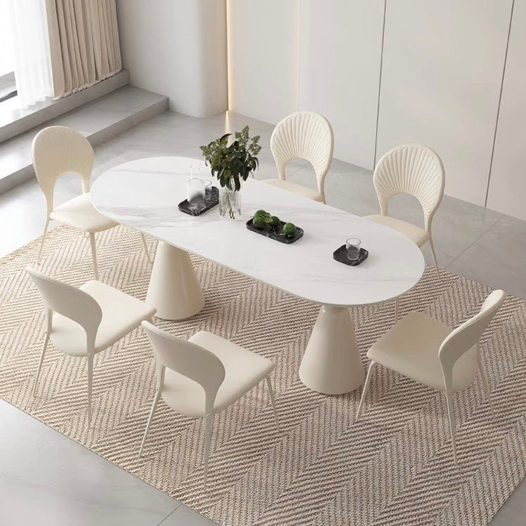 VALENTINA white dining table set (With 6 Chairs) Luxury Casa