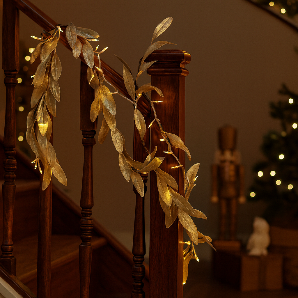 Christmas Silver Leaf Garland Decoration Luxury Casa