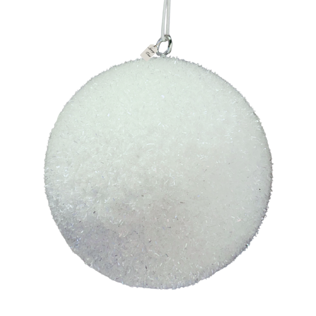 White Glitter Christmas Baubles Luxury Casa