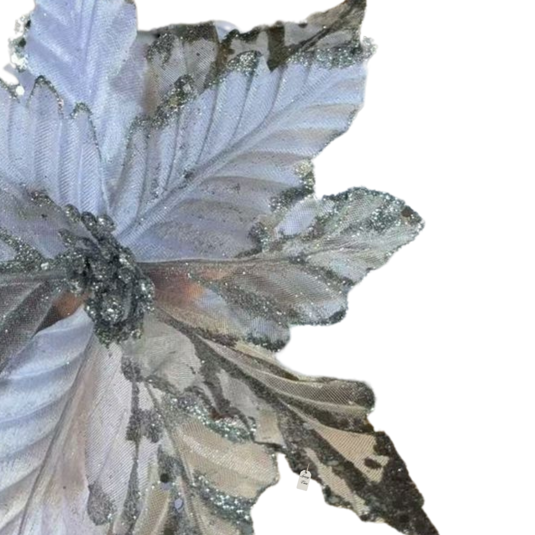 Glitter Poinsettia Flower Decoration Luxury Casa