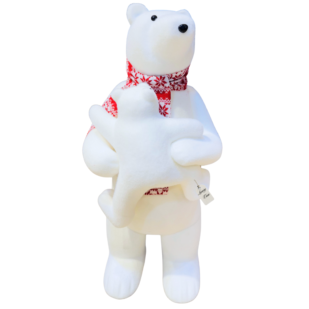 Polar Bear with Cub Decoration and Scarf Luxury Casa