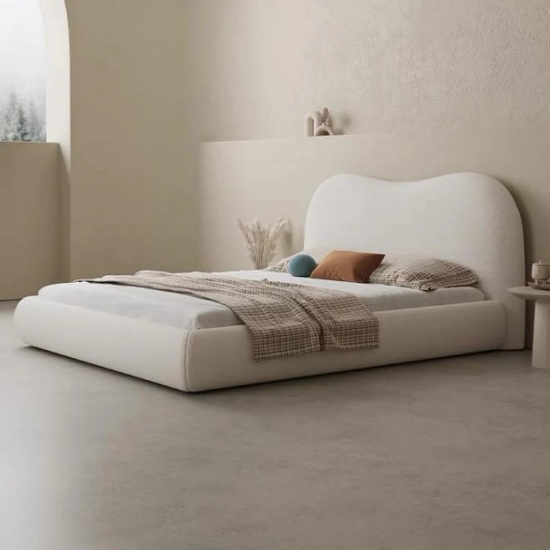 Light Luxury Fleece Fabric Wrap Bed Frame for Bedroom Without Mattress Luxury Casa