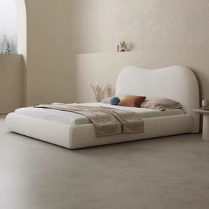 Light Luxury Fleece Fabric Wrap Bed Frame for Bedroom Without Mattress