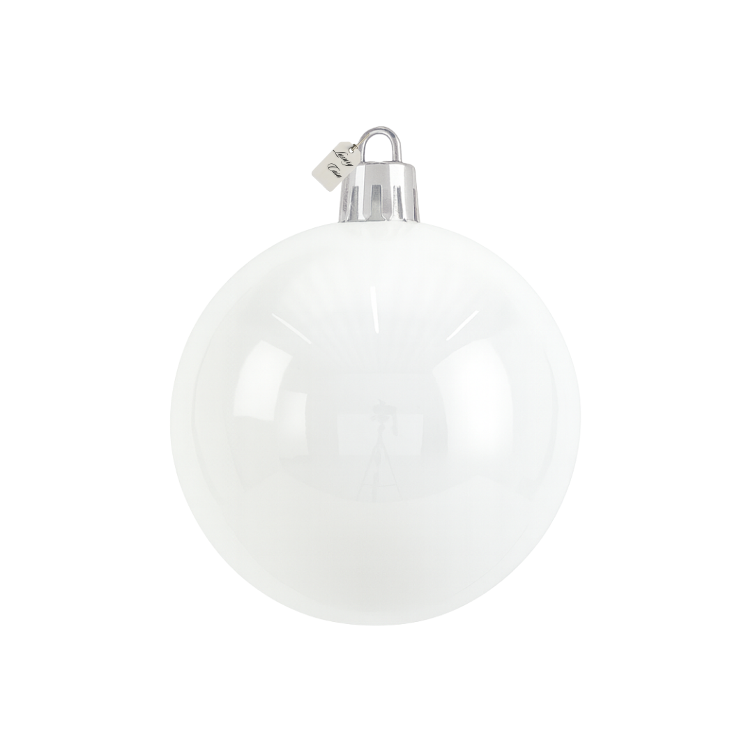 White Christmas Bauble Ornament – 20 cm (Glossy Shatterproof Decoration) Luxury Casa
