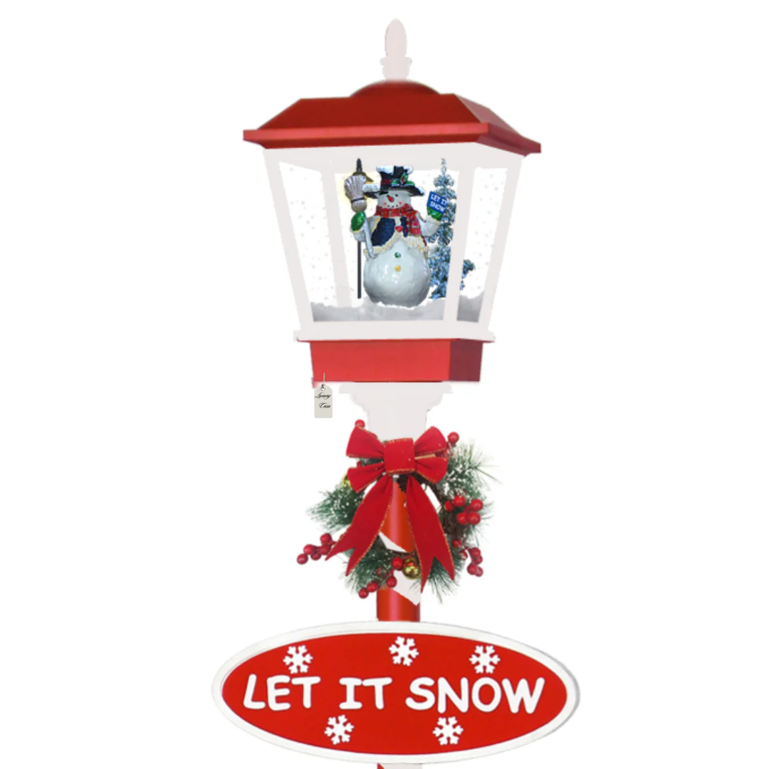 Christmas Lamp Post with Snowman Scene Luxury Casa