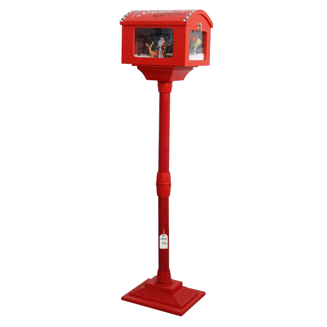 Christmas Musical Tall Santa Mailbox with Snowfall Luxury Casa