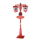 Red Christmas Lamp Post with Dual Lanterns & Snow Scene Luxury Casa