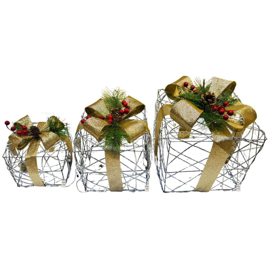Golden Ribbon LED Gift Box Set Luxury Casa