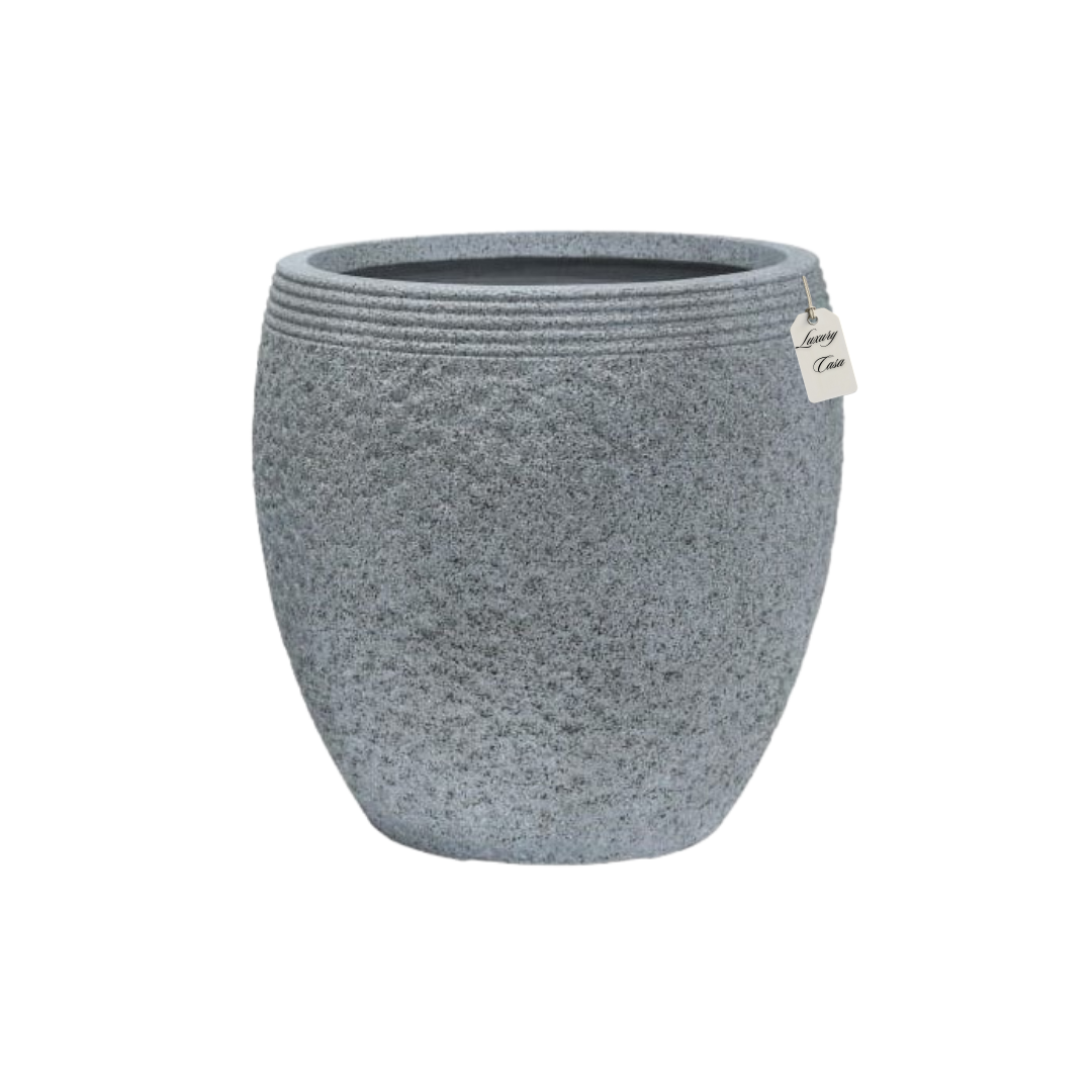 Textured Stone Ribbed Planter – Modern Decorative Pot - Small Luxury Casa