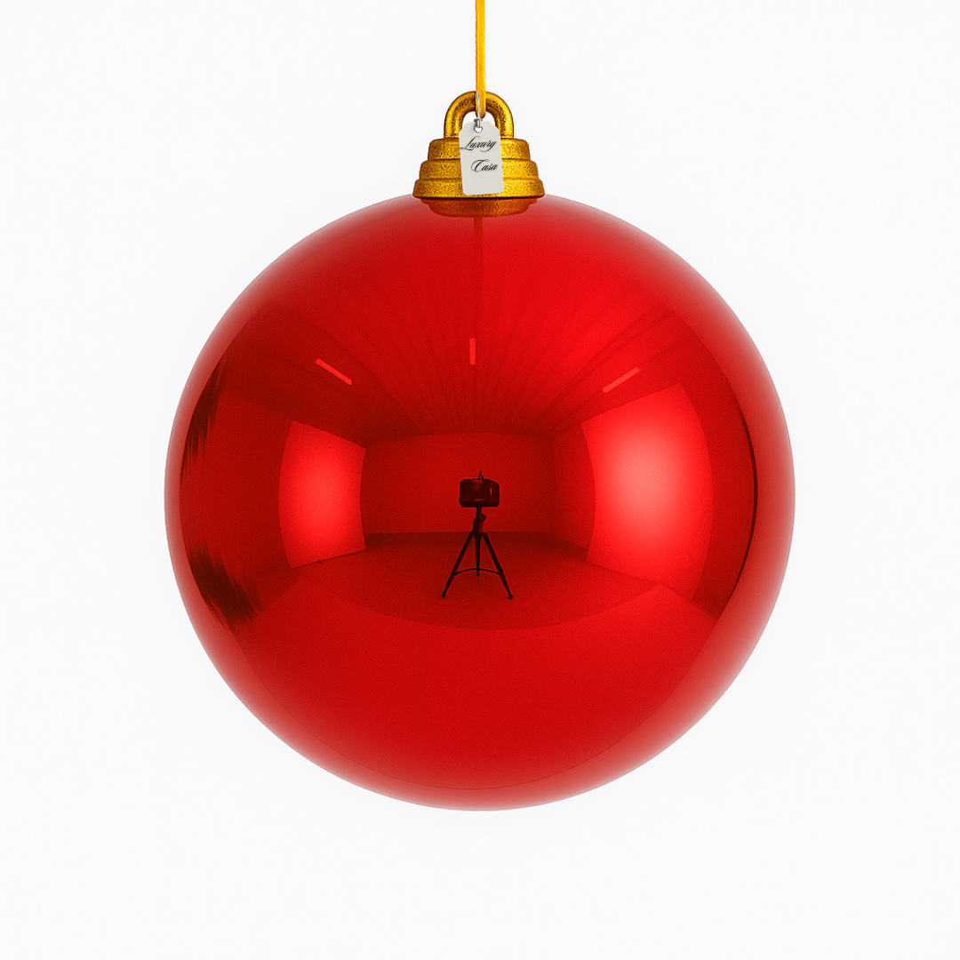 Red Christmas Bauble Ornament – 30 cm (Glossy Shatterproof Giant Decoration) Luxury Casa