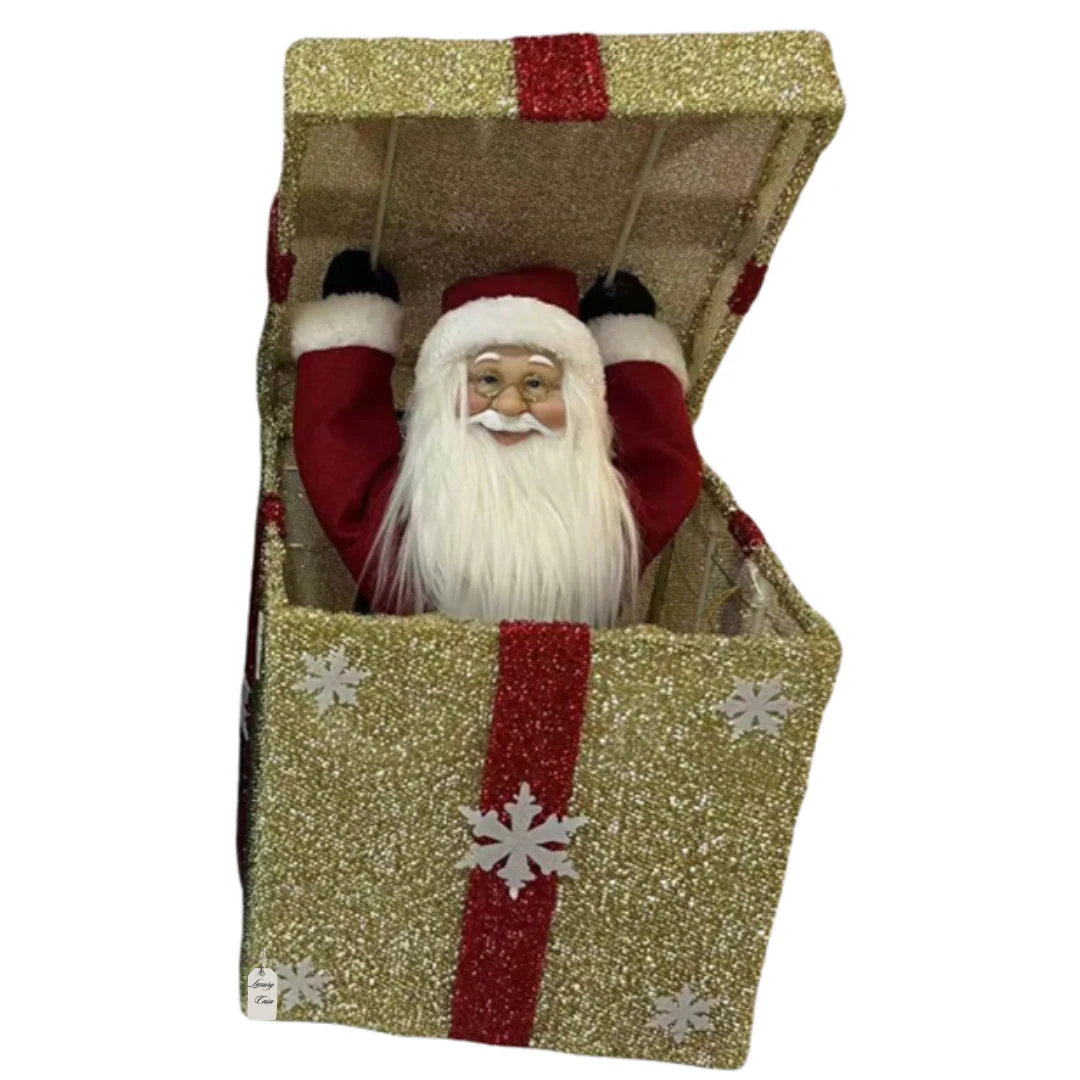 Santa Claus in Gift Box – Christmas Decoration (Set of 3 Colors) Luxury Casa