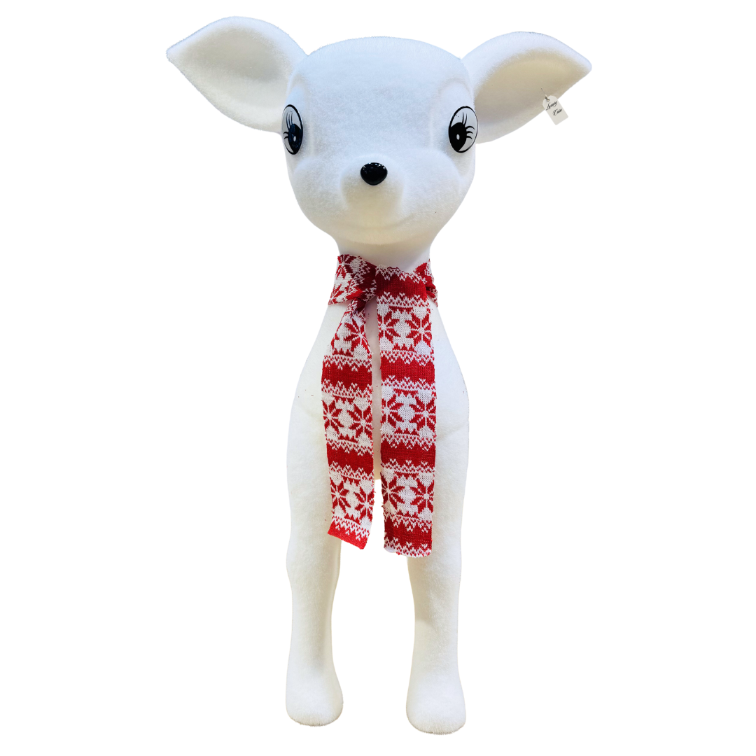 White Reindeer with Red Scarf Luxury Casa