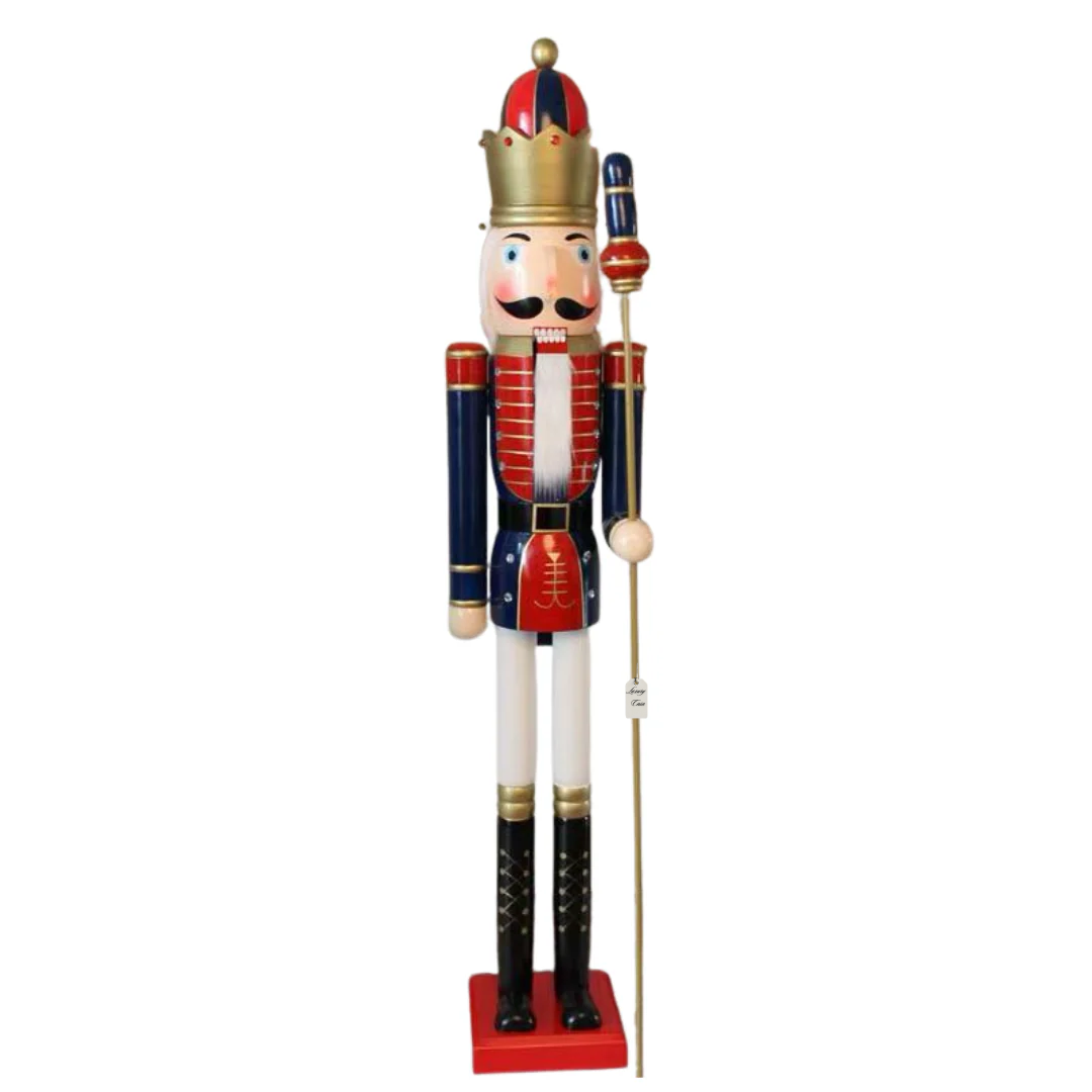 Classic Wooden Christmas Nutcracker King with Staff Luxury Casa
