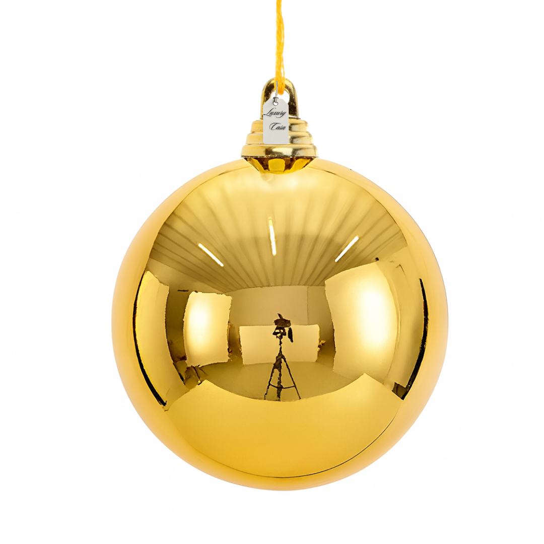 Gold Christmas Bauble Ornament – 40 cm (Glossy Shatterproof Extra-Large Decoration) Luxury Casa